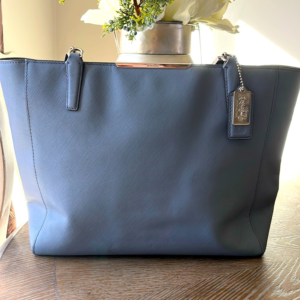 Coach Maddison Saffiano leather tote. EUC , in a beautiful peri winkle blue.